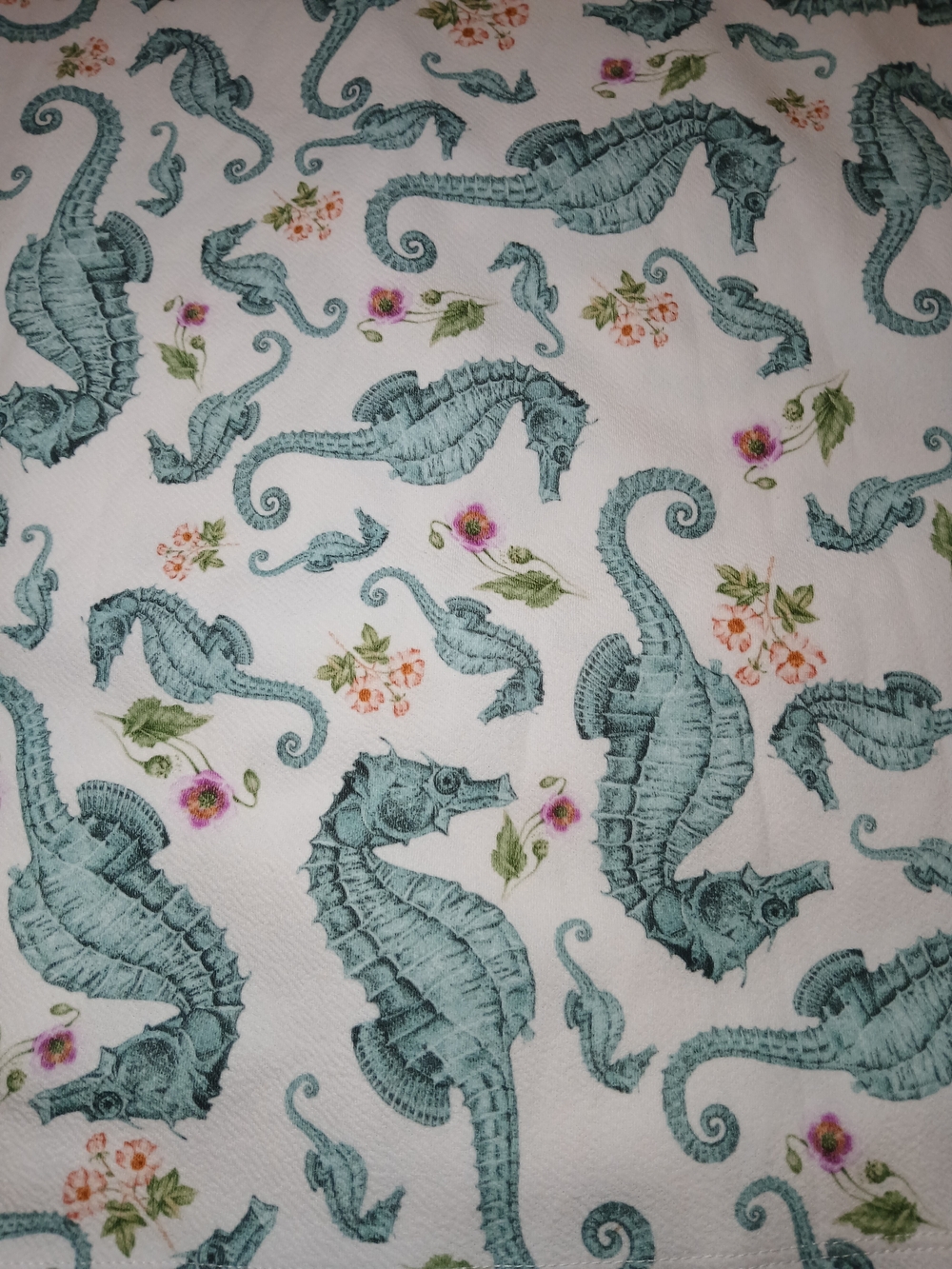LuLaRoe White Pencil Skirt with Teal Seahorse Print - Picture 2 of 4